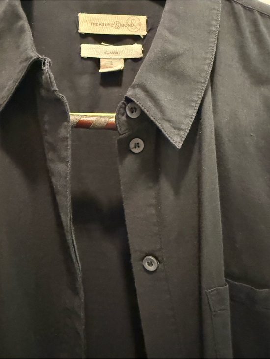Treasure & Bond Tops - Black Womens Button-Up semi sheer Shirt by Treasure & Bond